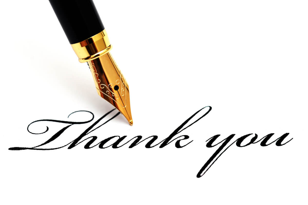 万年筆で記載されたThank you